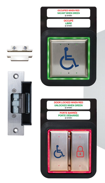 Camden Surface Mount AURA Illuminated Push Plate Switch & Assistance Switch System Add suffix 'F' to model number for French language