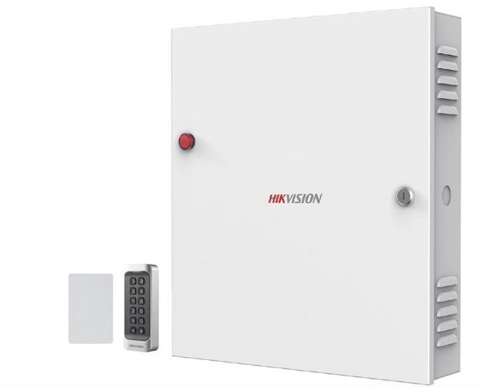HikVision 4-Door ACS Kit includes 4 DS-K1107AMK Readers/25 Mifare Cards/DS-K2604-G Controller(ETL tested to UL294 standard)/HCP 4-Door + 32 CCTV Channels base license