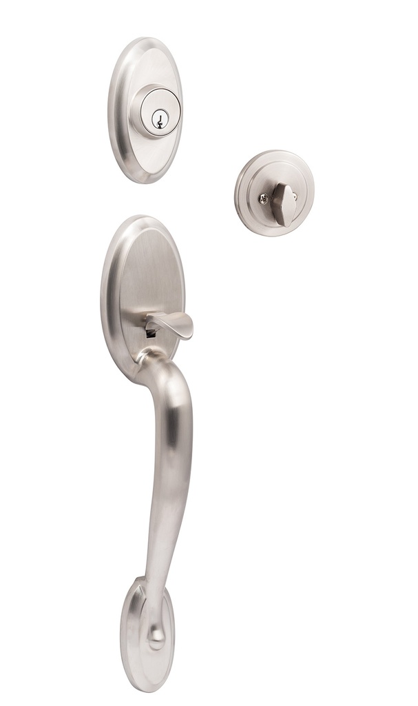[AN507 15] Sure-Loc Aspen Handleset (Satin Nickel, Entry - Kwikset KW1 Keyway)