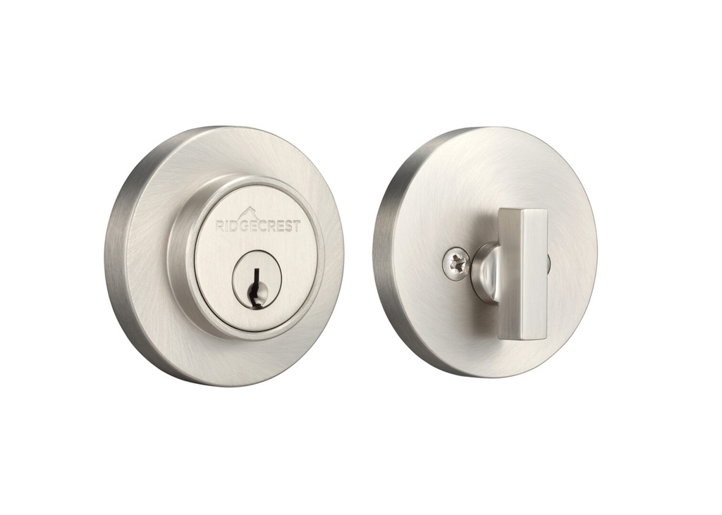 [DB201-RMT 15] Ridgecrest by Sure-Loc Mountain Round Deadbolt (Satin Nickel, KW1 - Kwikset)