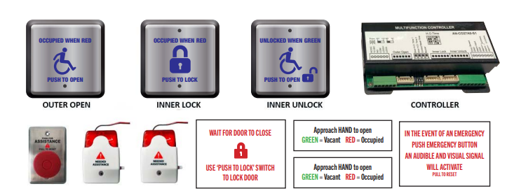 Micom HWK-04PB Push Button Washroom Kit with LED Indicator Lights