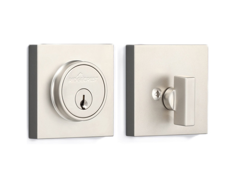 [DB201-MTN 15] Ridgecrest by Sure-loc Mountain Square Deadbolt (15 Satin Nickel, KW1 - Kwikset)