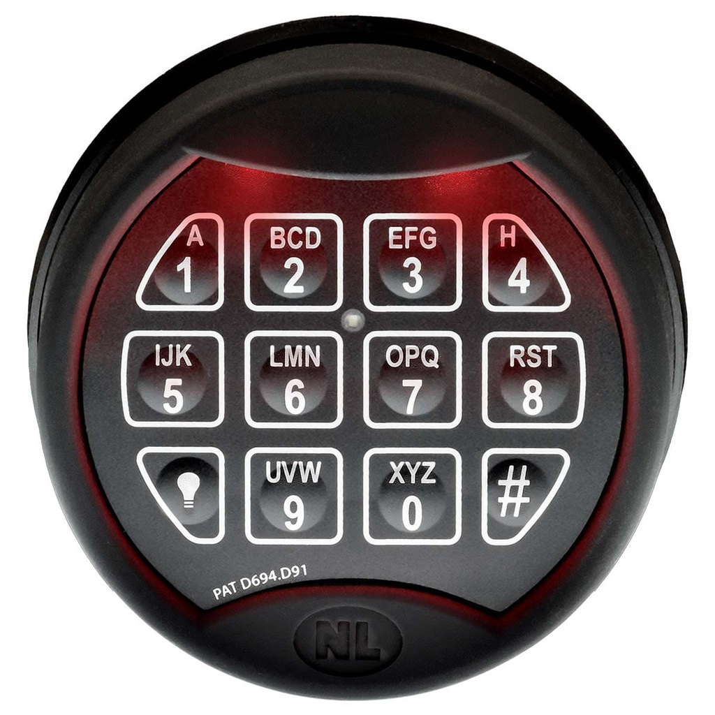 NL Lock QKS50D3 Straight Bolt with Rotating Premier Keypad Dia 9 User Board Black Velvet