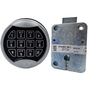NL Lock QKS50D9 Straight Bolt with Rotating Premier Keypad Dia 9 User Board Satin Chrome