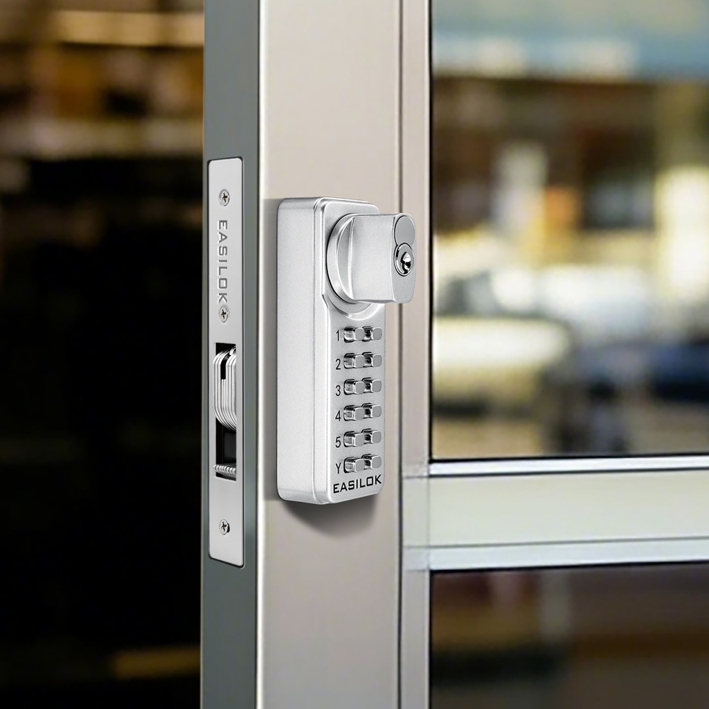 Easilok SK15 Key Override Mecahnical Keypad Lock 1-1/8 Backset Deadbolt Silver Finish  