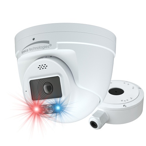 Speco O4TDD2M 4MP Outdoor IP Turret Camera, 2.8-12mm Varifocal Len Visual Deterrent