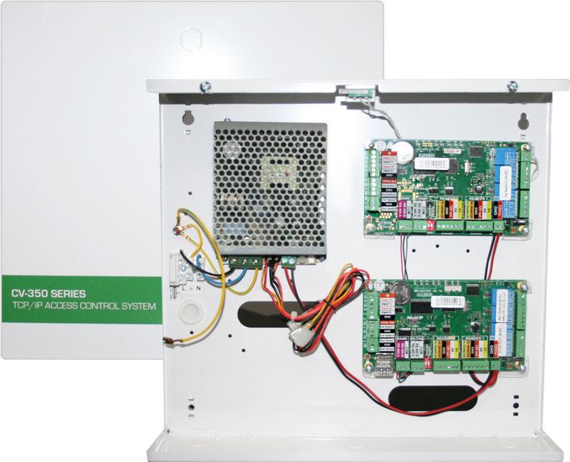 Camden (1) Two Door TCP/IP & (1) Two Door RS485 controller, (1) 2 Amp power supply, 40VA transformer, & metal cabinet