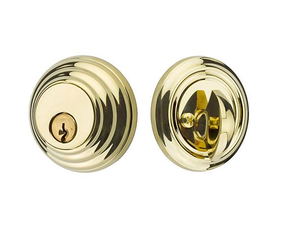 Emtek Single Cylinder Deadbolt Weiser Keyway in PVD Polished Brass