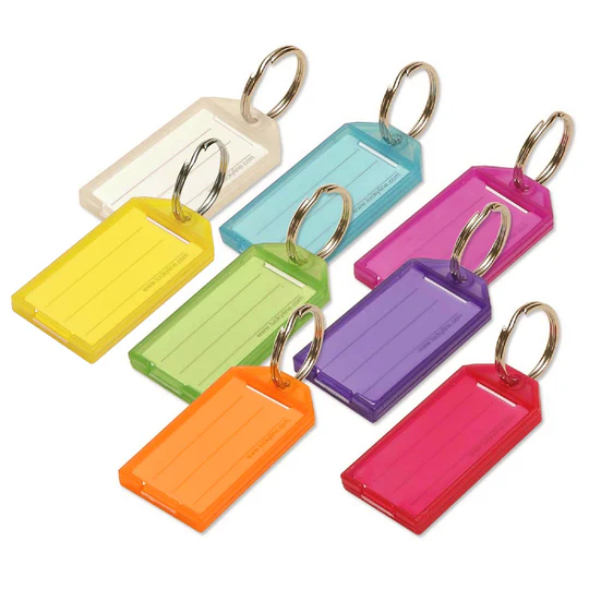 Lucky Line ID Tag W/key ring, Assorted, 100/Jr