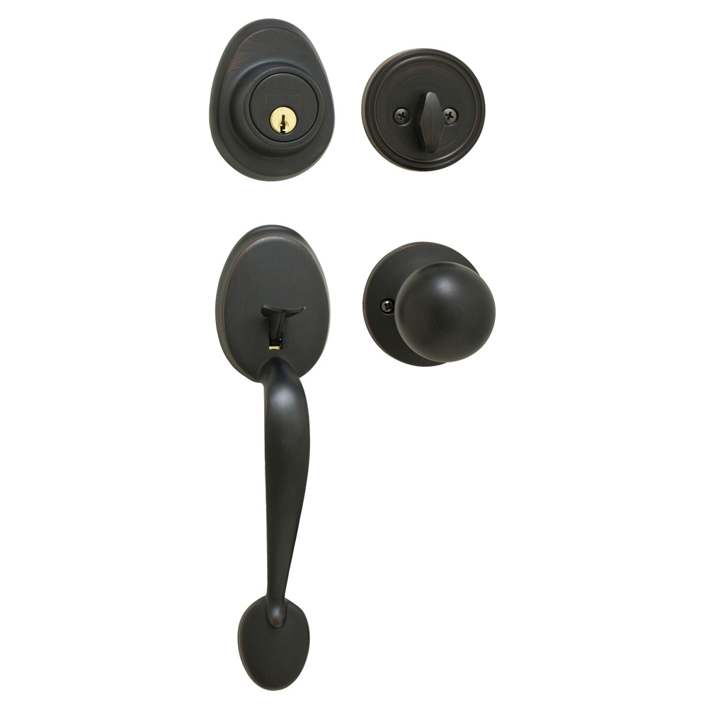 Master Lock HDLBC0612PKA4S Residential Entrance Handle Set W/Biscuit Knob Aged Bronze Schlage