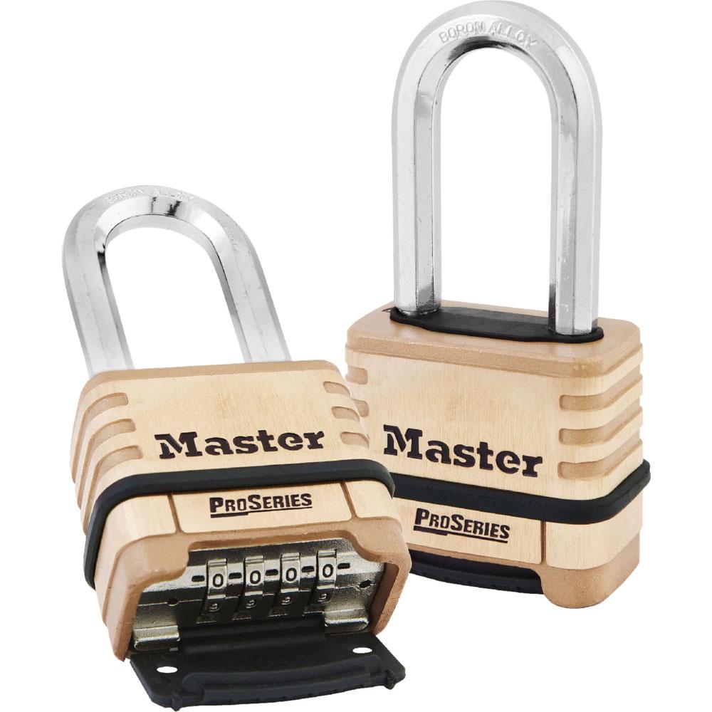 Master Lock 1175LH 2-1/4" (57mm) Wide ProSeries® Brass Resettable Combination Padlock with 2-1/16" (53mm) Shackle