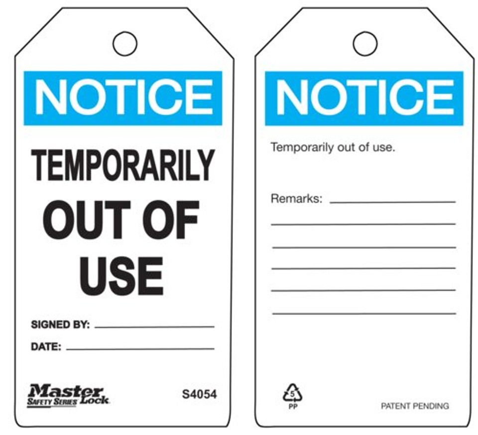 Master Lock S4000 Safety Tag - Defective Equipment (Pkg Of 6)