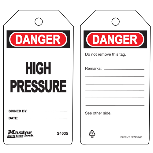 [S4035] Master Lock S4035 Safety Tag - High Pressure