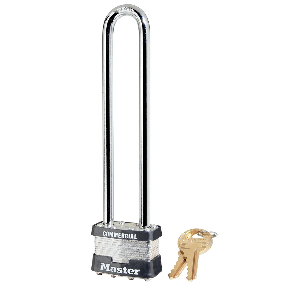 Master Lock 1KALN 1-3/4" (44mm) Wide Laminated Steel Pin Tumbler Padlock with 5-3/4" (15cm) Shackle, Keyed Alike w/ 2239 Keyway 