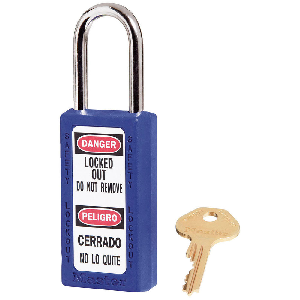 [411BLUKD] Master Lock 411BLUKD Blue Zenex™ Zenex™ Thermoplastic Safety Padlock, 1-1/2" (38mm) Wide with 1-1/2" (38mm) Shackle, Keyed Different 
