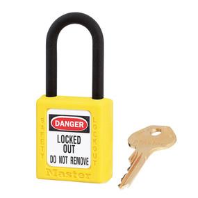 Master Lock 406YLW Yellow Dielectric Zenex™ Thermoplastic Safety Padlock, 1-1/2" (38mm) Wide with 1-1/2" (38mm) Tall Nylon Shackle