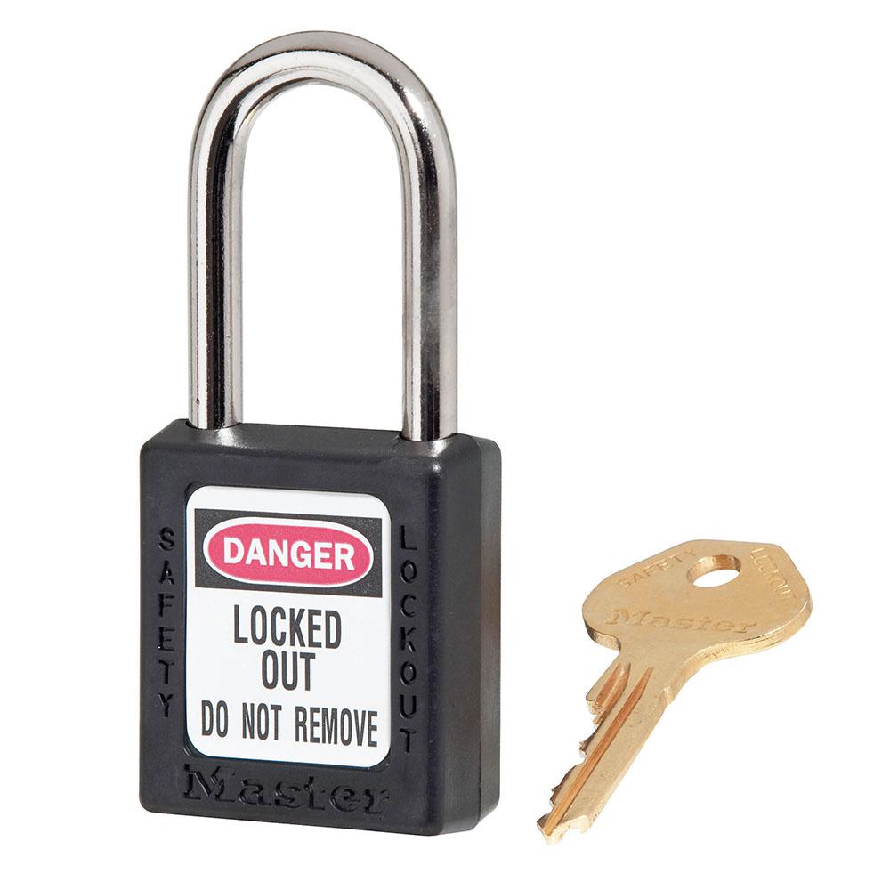 Master Lock 410BLK Black Zenex™ Thermoplastic Safety Padlock, 1-1/2" (38mm) Wide with 1-1/2" (38mm) Shackle