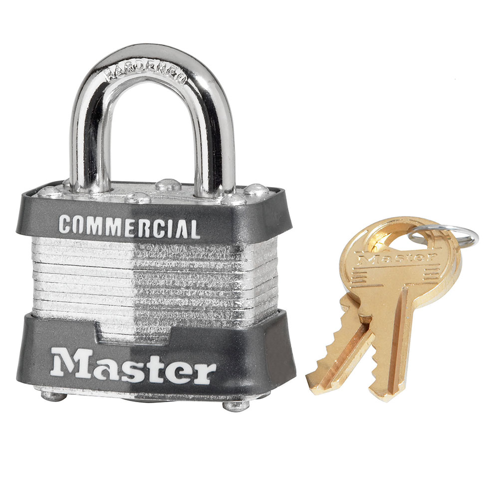 Master Lock 3KA 1-9/16" (40mm) Wide Laminated Steel Pin Tumbler Padlock, Keyed Alike w/ 3202 Keyway