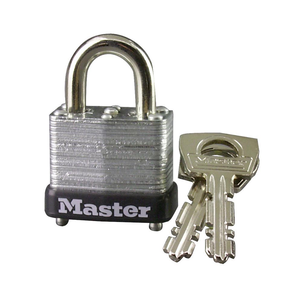 Master Lock 10KA 1" (25mm) Wide Laminated Steel Warded Padlock, Keyed Alike w/ L-23 Keyway 