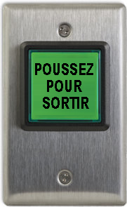 [CM-30F] Camden GREEN ILLUM "POUSSEZ POUR SORTIR" SW 12/24V LED