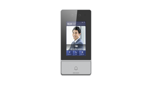 [DS-KV9503-WBE1] HikVision 4.3-inch IPS touch screen/IP65 & IK08/Multiple authentication ways(FR,card,PIN,QR)/Web configuration/1 physical button to call/2 x 2MP HD camera/Standard PoE/12 VDC/Wi-Fi/Up to 20000 contacts can be added to the device