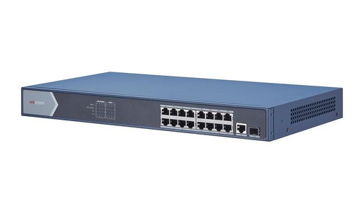 [DS-3E0518P-E] HikVision L2, Unmanaged, 16 Gigabit POE ports, 1 Gigabit RJ45 uplink port, 1 Gigabit SFP uplink port, 802.3af/at, PoE power budget 230w