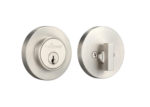 [DB201-RMT 15] Ridgecrest by Sure-Loc Mountain Round Deadbolt 15 Satin Nickel