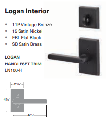 [LN100-H 11P] Ridgecrest by Sure-Loc Logan Interior Trim for Handleset 11P Vintage Bronze