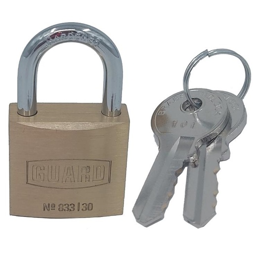 Guard 833 Brass Padlock 1-¼" (30MM) Body 3/4" Shackle