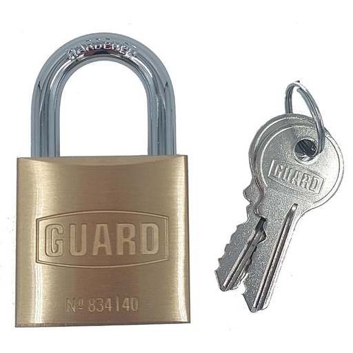 Guard 834 Brass Padlock 1½"(37.7mm) Body ¾"(19.5mm) Shackle