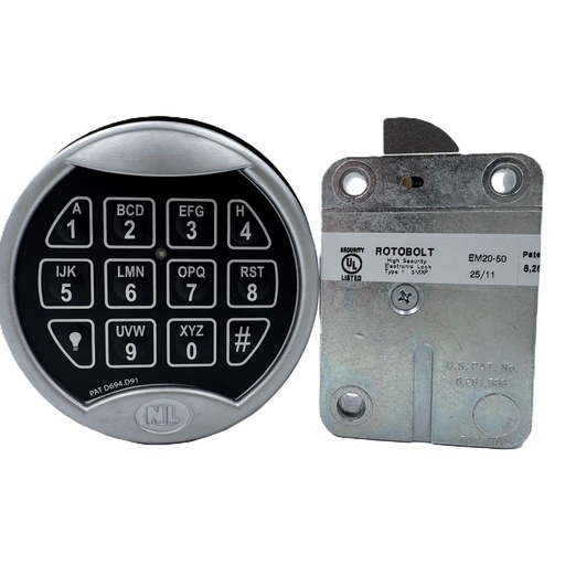 [QKR20N9] NL Lock QKR20N9 Large Rotobolt with Premier II Keypad Satin Chrome Basic Board
