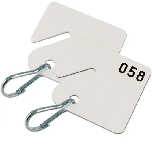 [25910] Lucky Line 1-100, Square Slot Cabinet Tag, w/hook, White