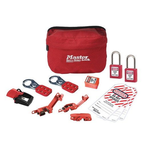 [S1010E410KA] Master Lock S1010E410KA Lockout Pouch with Standard Electrical Device Assortment and two Zenex™ Thermoplastic Padlocks, Keyed Alike