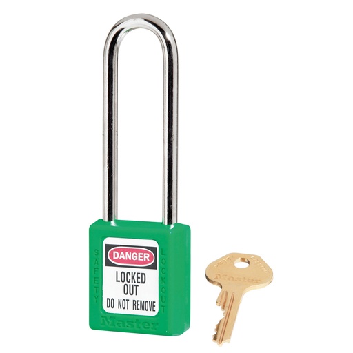 [410LTGRN] Master Lock 410LTGRN Green Zenex™ Thermoplastic Safety Padlock, 1-1/2" (38mm)with 3" (76mm) Shackle