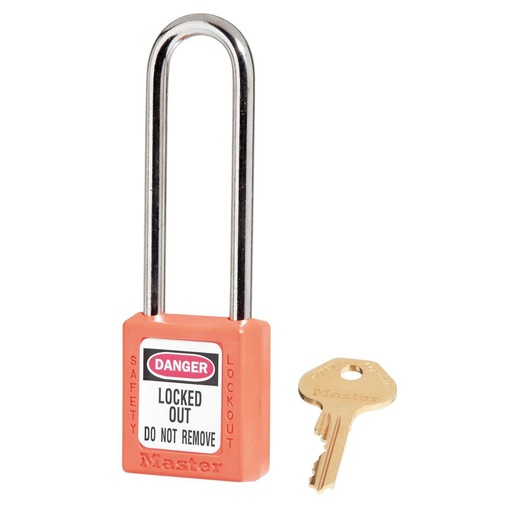 [410LTORJ] Master Lock 410LTORJ Orange Zenex™ Thermoplastic Safety Padlock, 1-1/2" (38mm) Wide with 3" (76mm) Shackle