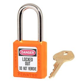 [410KAORJ] Master Lock 410KAORJ Orange Zenex™ Thermoplastic Safety Padlock, 1-1/2" (38mm) Wide with 1-1/2" (38mm) Tall Shackle, Keyed Alike