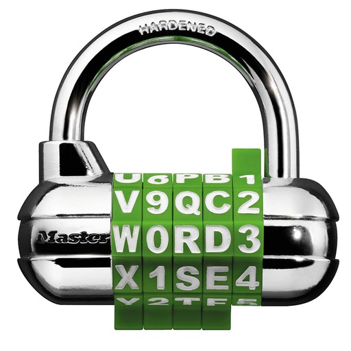 [1534D] Master Lock 1534D 2-1/2" (64mm) Wide Set Your Own WORD Combination Padlock with Interchangeable, Removable Dials; Assorted Colors